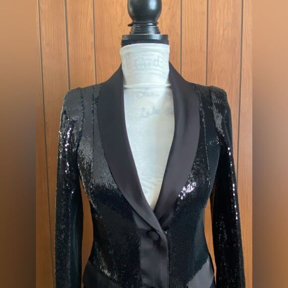 Aidan by Aidan Mattox Sequin Tuxedo Minidress size 0 - Picture 5 of 13